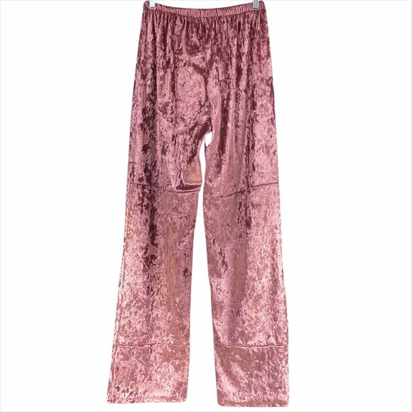 URBAN RENEWAL UO NWT Parties Remade Crushed Velvet Pieced Pant Rose Pink Sz M/L - Picture 7 of 8
